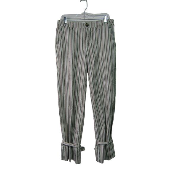 Cabi Gray Stripe Crop Pants Womens size 10 Boho Tie Relaxed - Picture 1 of 9